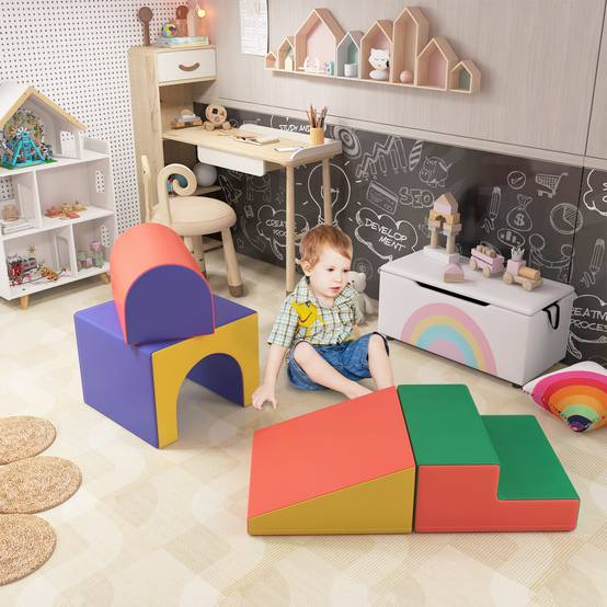 Module motricité bébé 4PCS parcours motricité bébé en mousse EPE pour enfants d'âge préscolaire, multicolore - Image 3