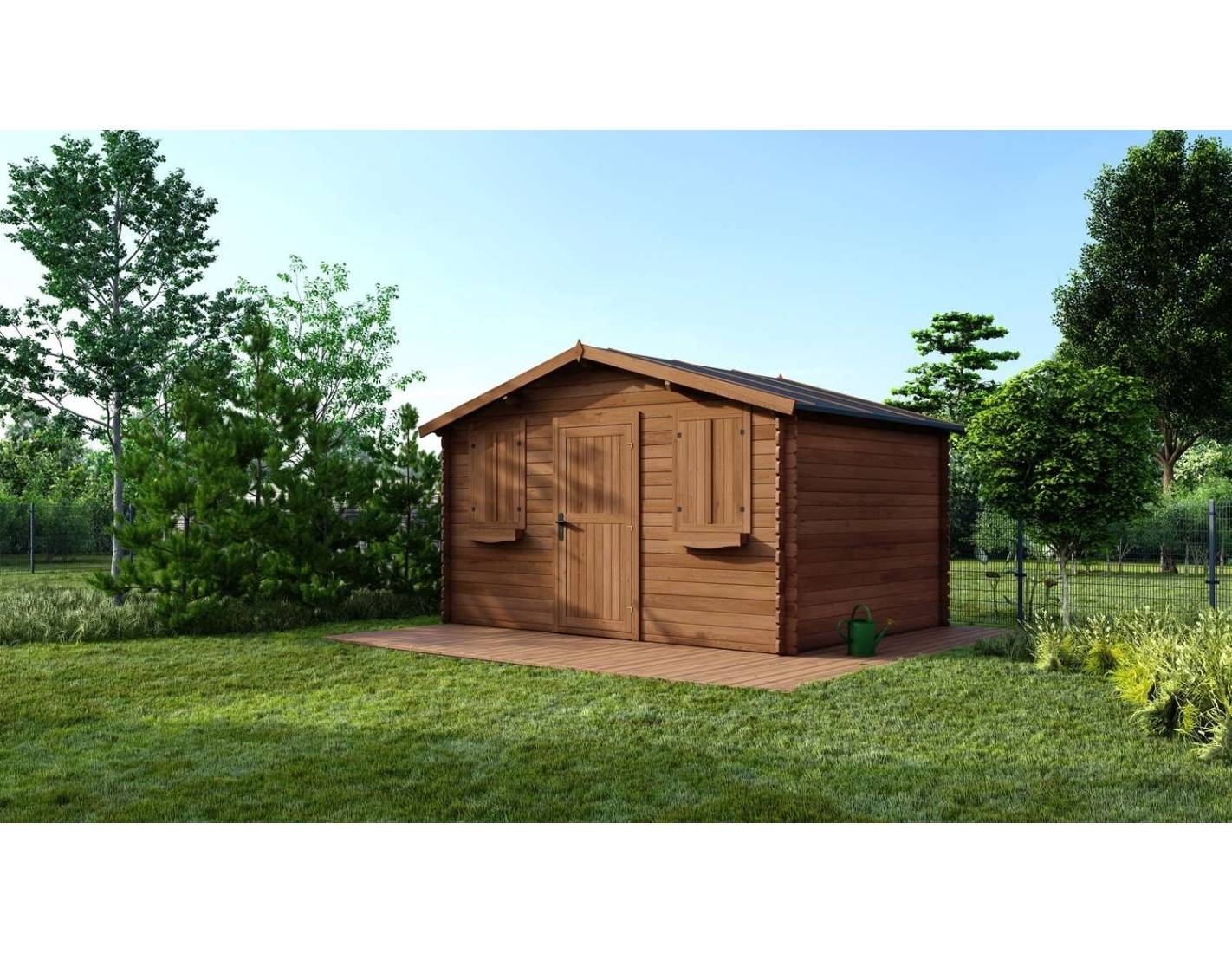 Altanka - Abri de jardin en bois - 12m2 - 4x3m - Traité - Ep. 28mm - Couleur: marron - DOM418 - ALTANKA - Image 2