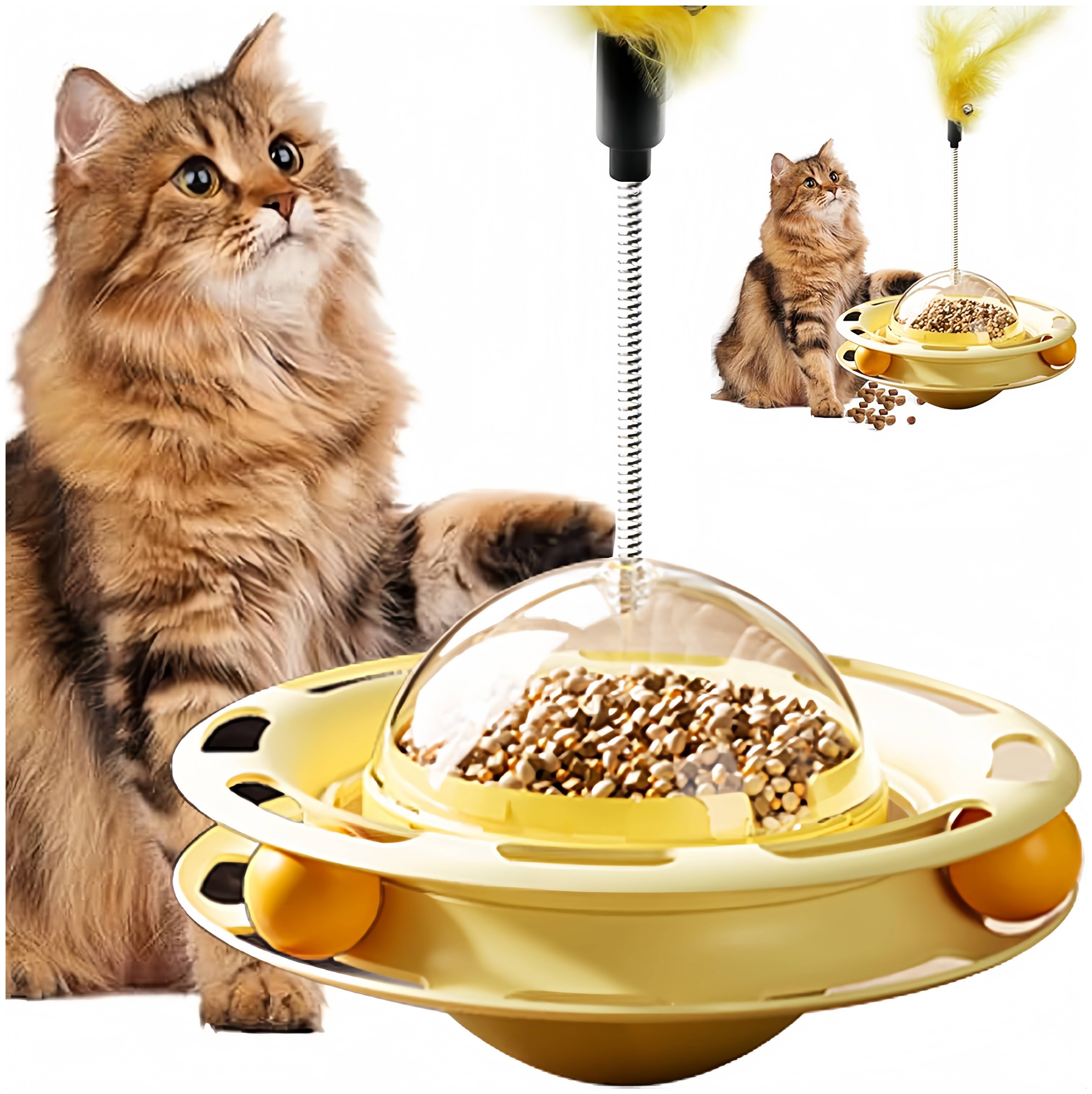 Jouet puzzle intelligent pour chat gobelet jaune stimulant - Lytech