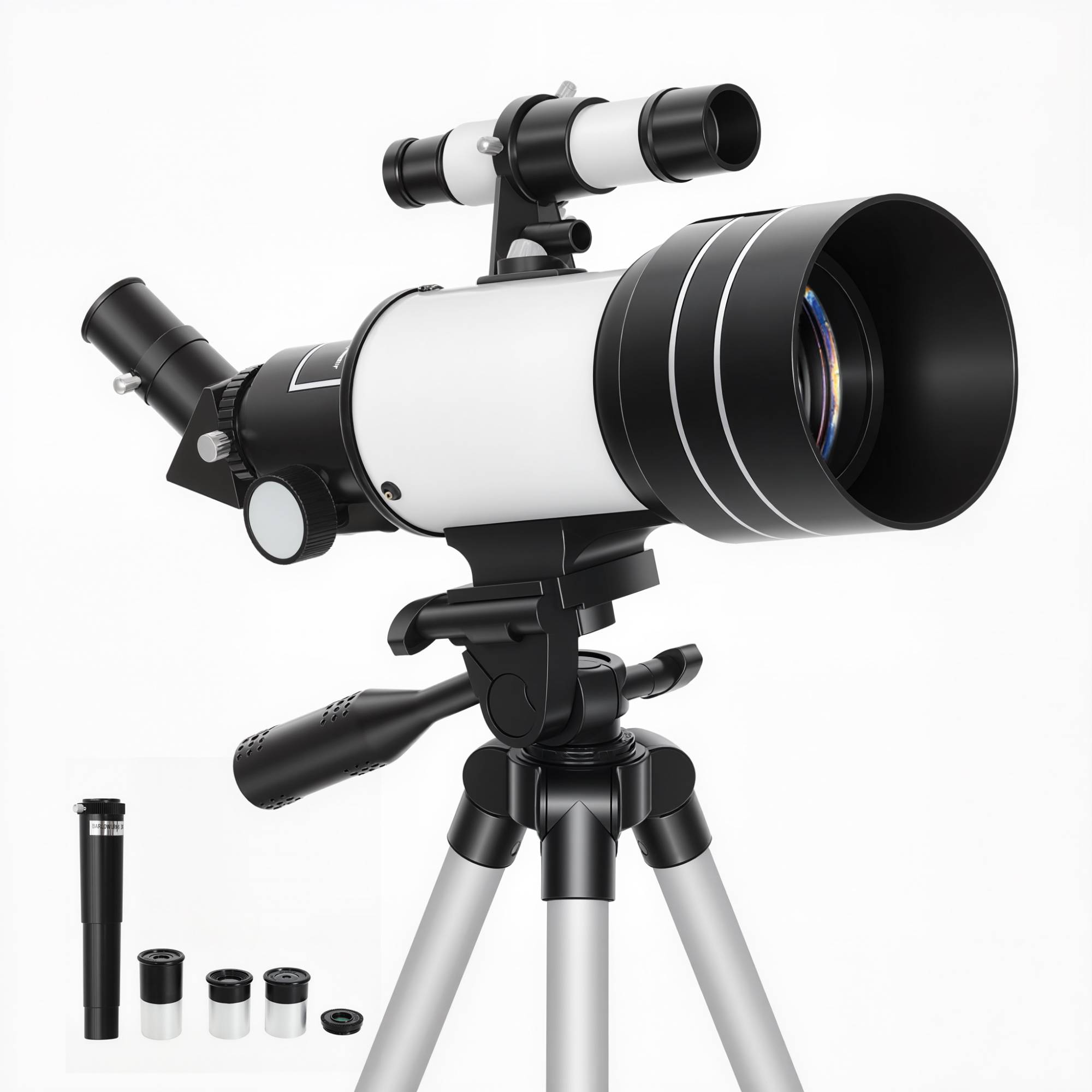 Télescope Astronomique 70 mm, Télescope Réfracteur 100X/50X/30X avec 3 Oculaires, Monture AZ 300 mm, 76x76x133cm, Blanc - Image 1