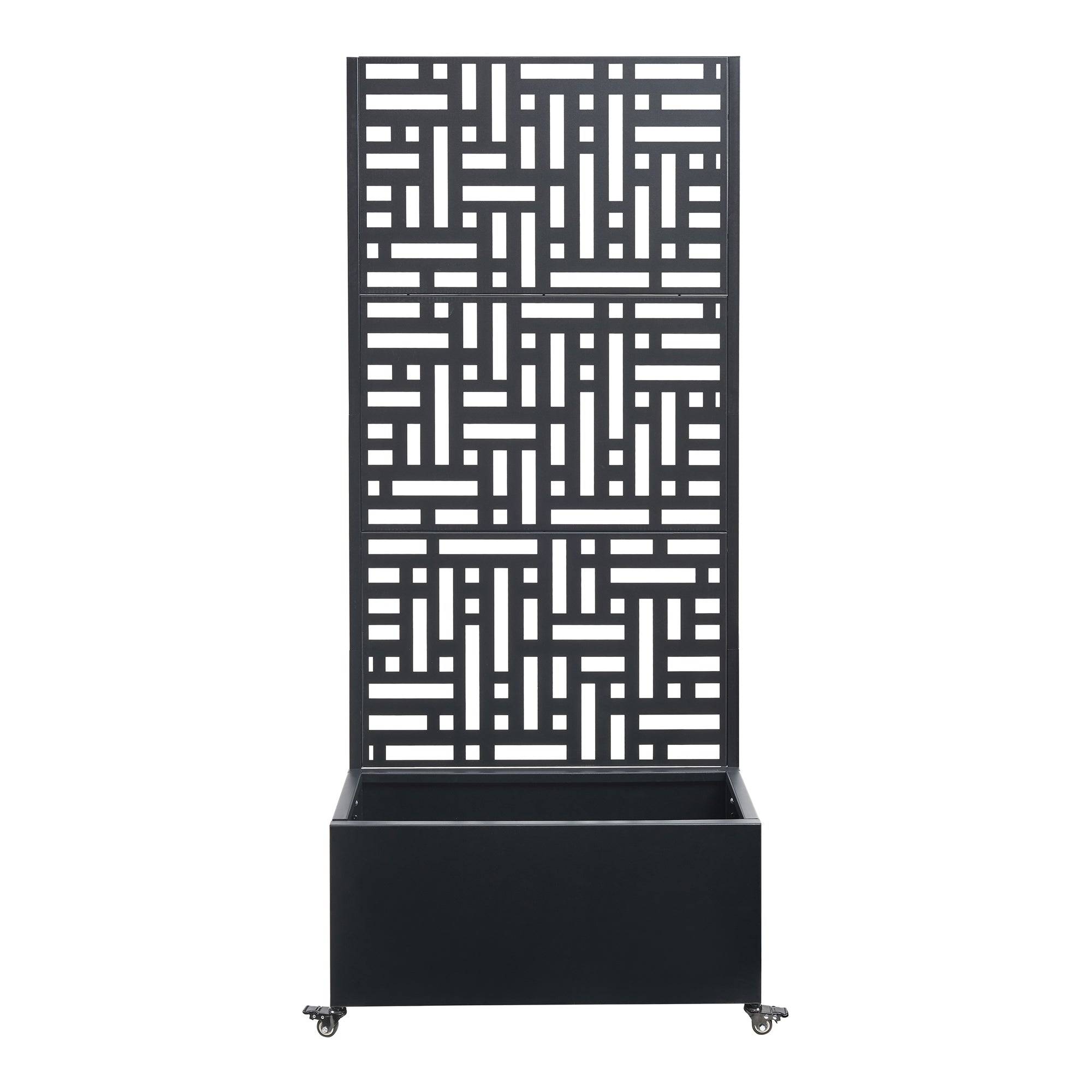 Jardinière bac à plante fleur brise-vue acier galvanisé 190 x 82 x 38 cm noir - Image 3