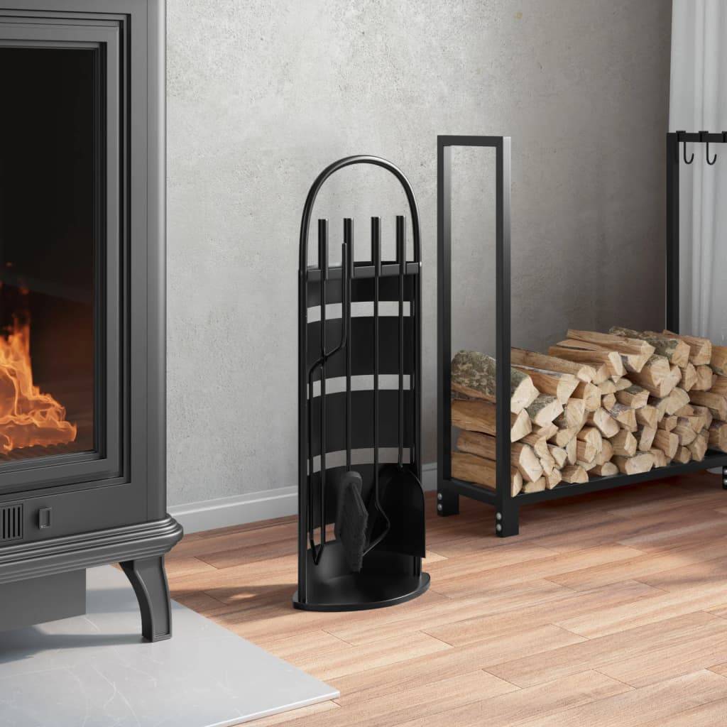Set Serviteur de Cheminée Acier 5 Pièces pour Foyer Entretien du Feu 66 cm Noir - ComfortXL Outdoor Living - Image 3