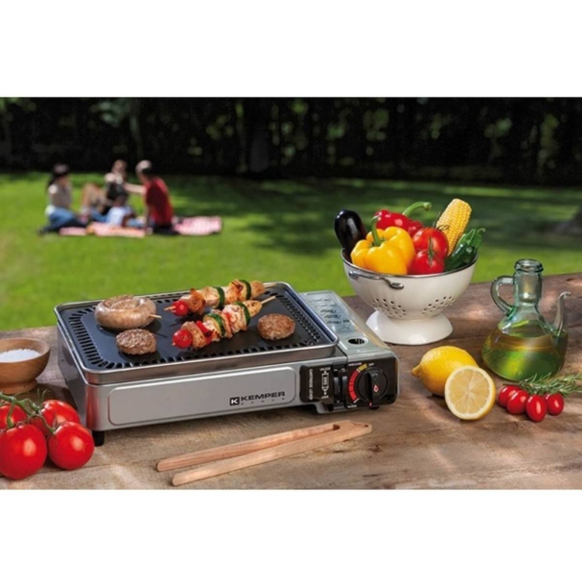 Plancha à gaz portable 2300W + 8 cartouches de gaz + Valise de transport Cuisson extérieure Camping Terrasse Barbecue KEMPER - Image 7