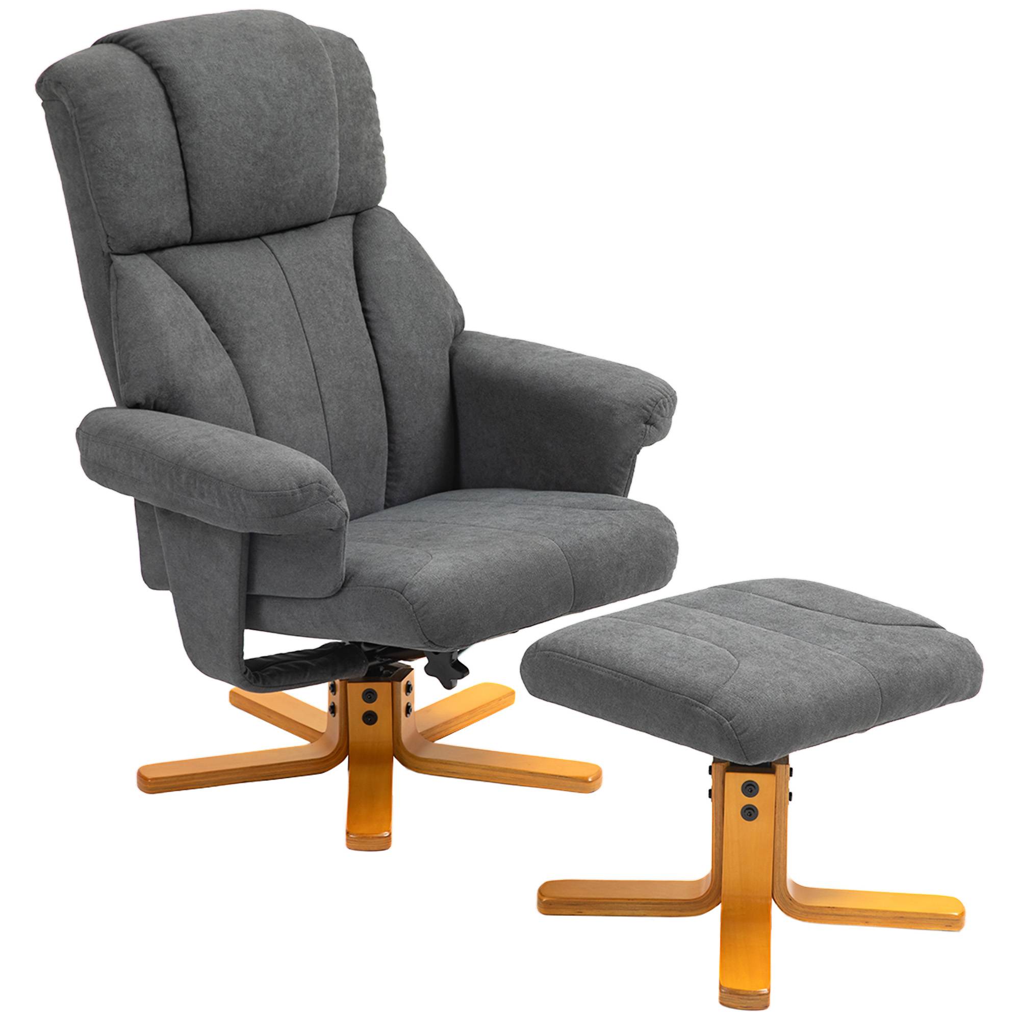 Fauteuil relax avec repose-pied, fauteuil de relaxation, dossier inclinable, assise rembourrée, 79x80x104cm, gris foncé - Image 1