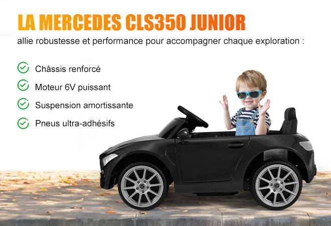 Voiture électrique pour enfants Mercedes-Benz CLS 350 (noire) - Vitesse : 2,5-4,5 km/h, lumières LED et musique - Image 8