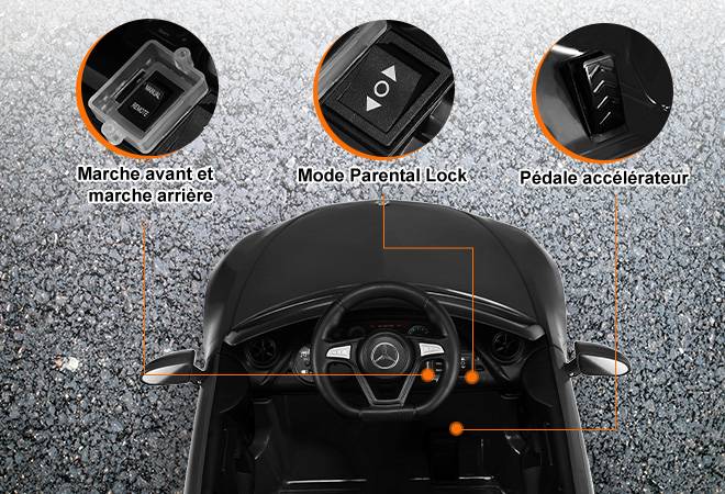 Voiture électrique pour enfants Mercedes-Benz CLS 350 (noire) - Vitesse : 2,5-4,5 km/h, lumières LED et musique - Image 7