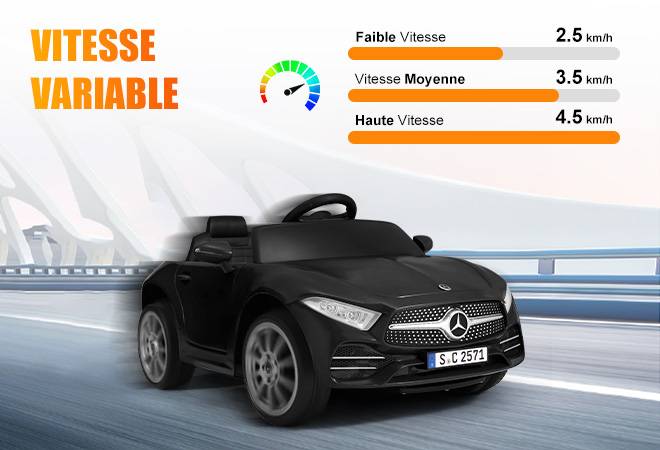 Voiture électrique pour enfants Mercedes-Benz CLS 350 (noire) - Vitesse : 2,5-4,5 km/h, lumières LED et musique - Image 4