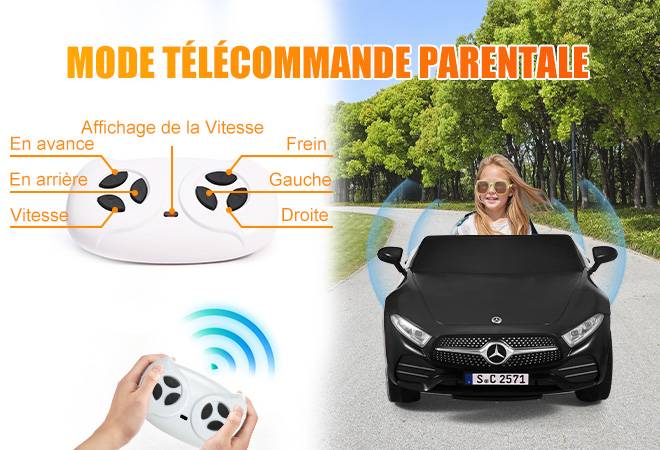 Voiture électrique pour enfants Mercedes-Benz CLS 350 (noire) - Vitesse : 2,5-4,5 km/h, lumières LED et musique - Image 6