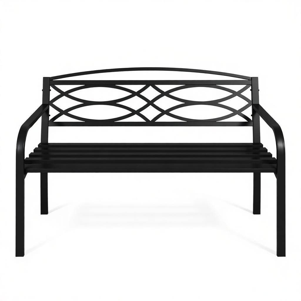 ComfortXL - Banc de jardin métal 2 à 3 places pour terrasse et parc dossier ergonomique 127cm noir - ComfortXL Outdoor Living - Image 2