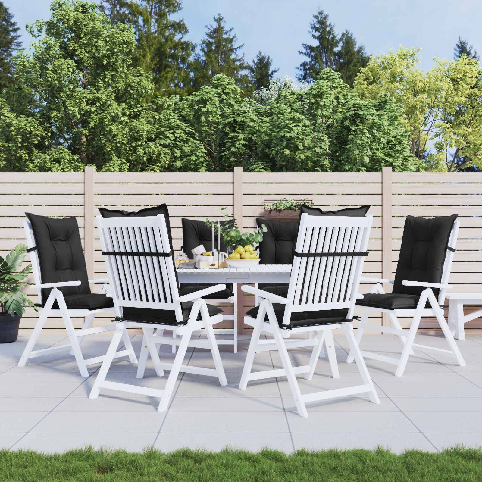 PANGIVO - Coussins de chaise dossier haut polyester mélange noir 120 x 50 x 7 cm - PANGIVO