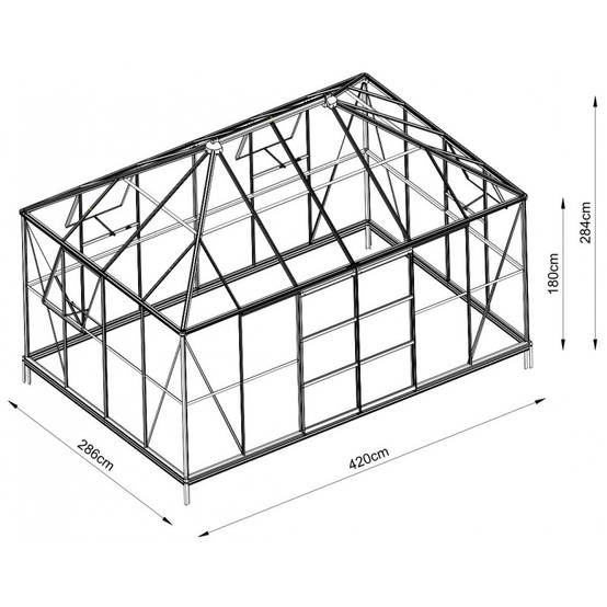 Serre de jardin 12m² en aluminium et verre trempé 4mm Duchesse Green Protect noir avec embase - Image 3