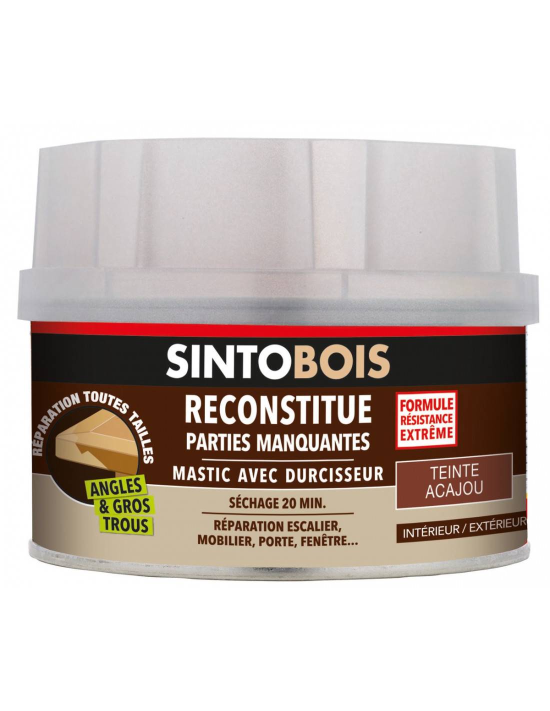Sintobois Mastic à Bois Avec Durcisseur  Boîte 170 Ml / 190 G Chêne