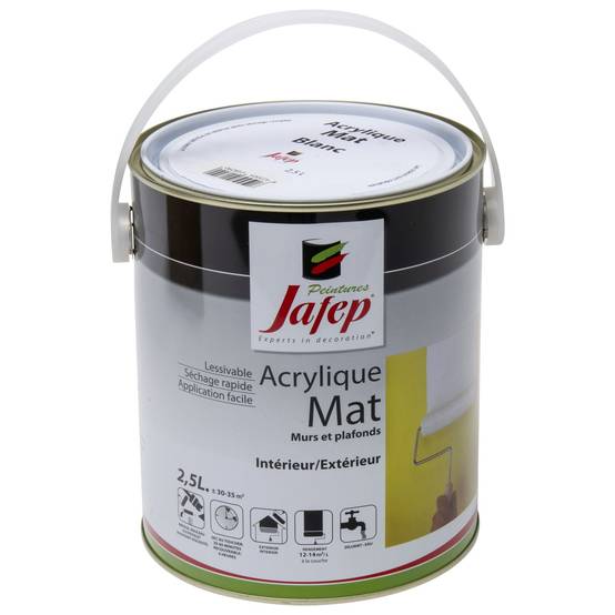 Peinture acrylique Blanc mat Jafep - 2,5 L - Image 2