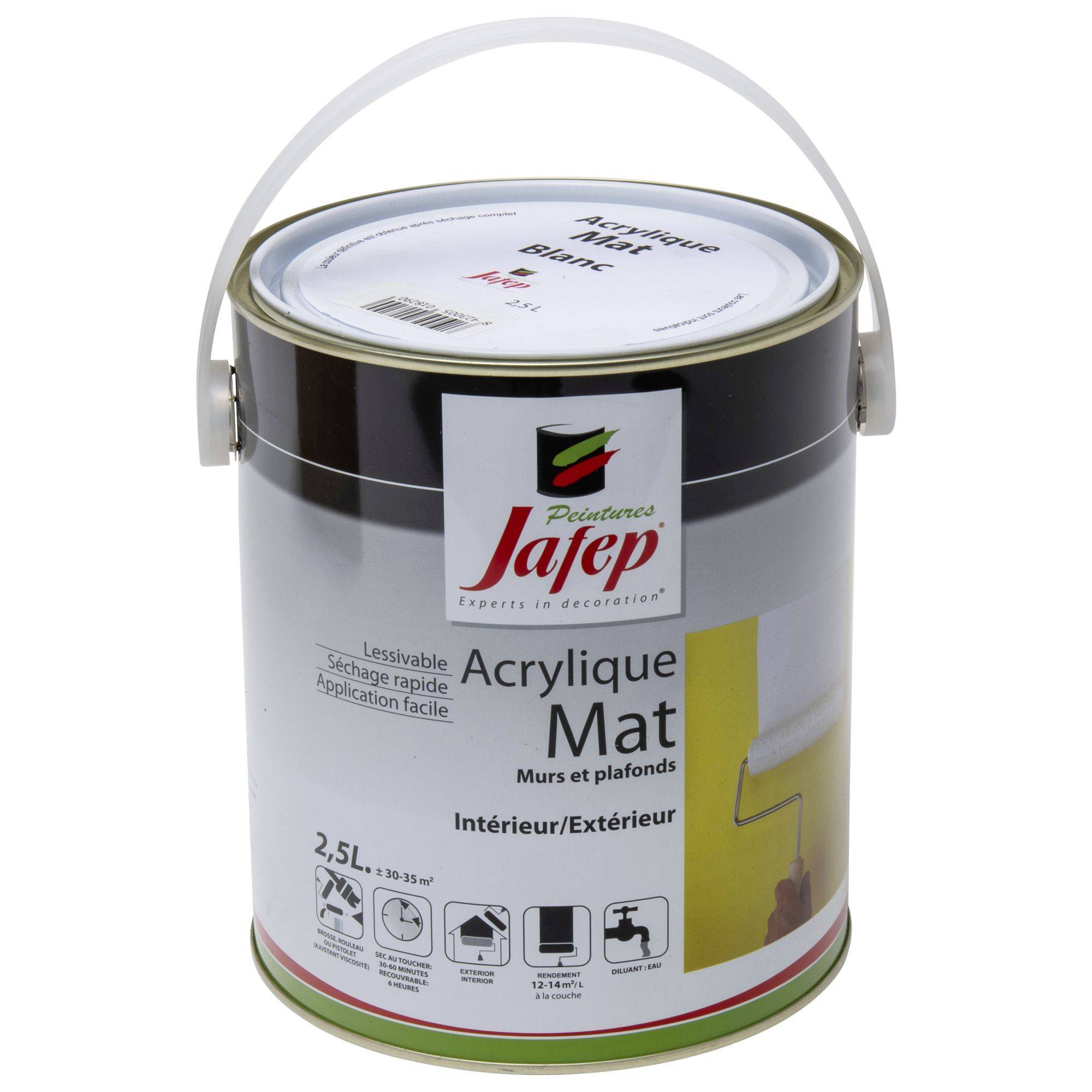 Peinture acrylique Blanc mat Jafep - 2,5 L - Image 2