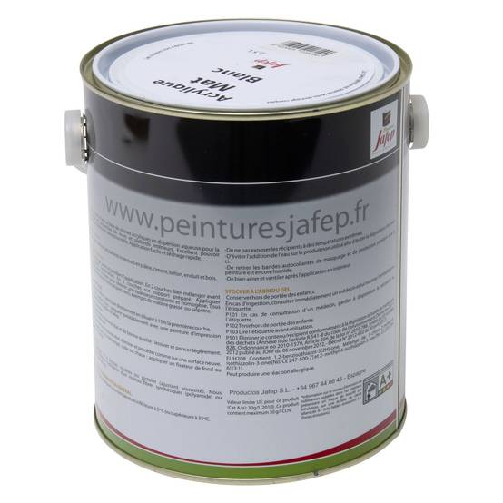 Peinture acrylique Blanc mat Jafep - 2,5 L - Image 4