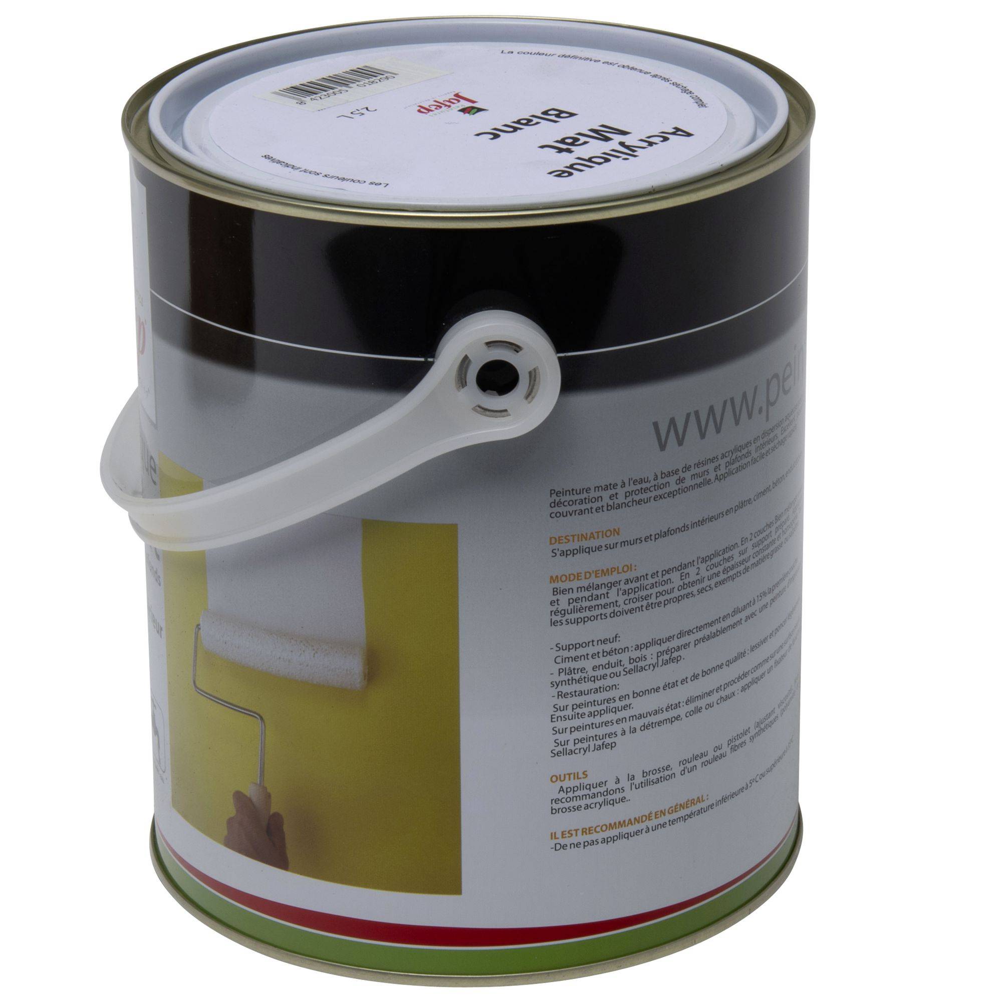 Peinture acrylique Blanc mat Jafep - 2,5 L - Image 3