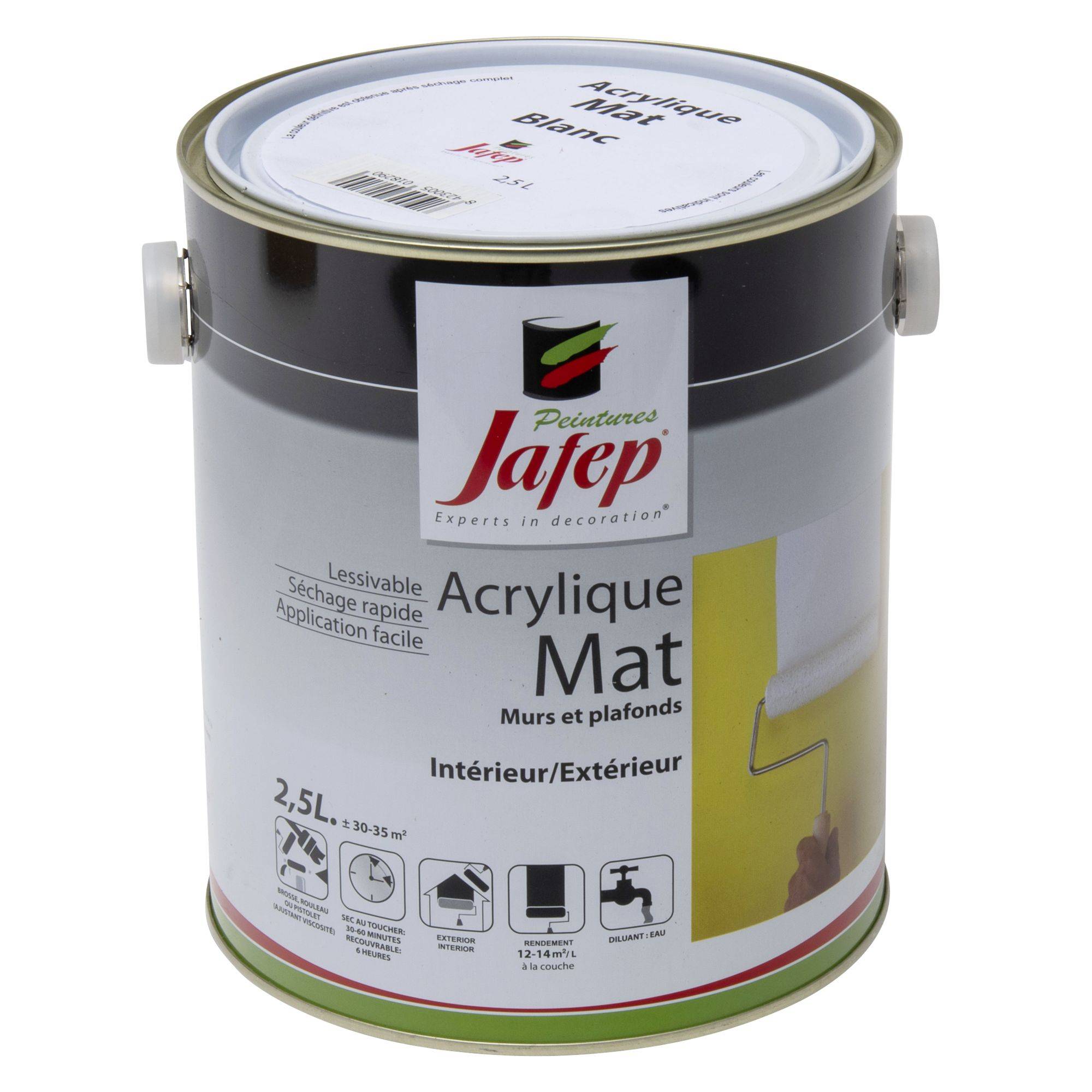 Peinture acrylique Blanc mat Jafep - 2,5 L - Image 1