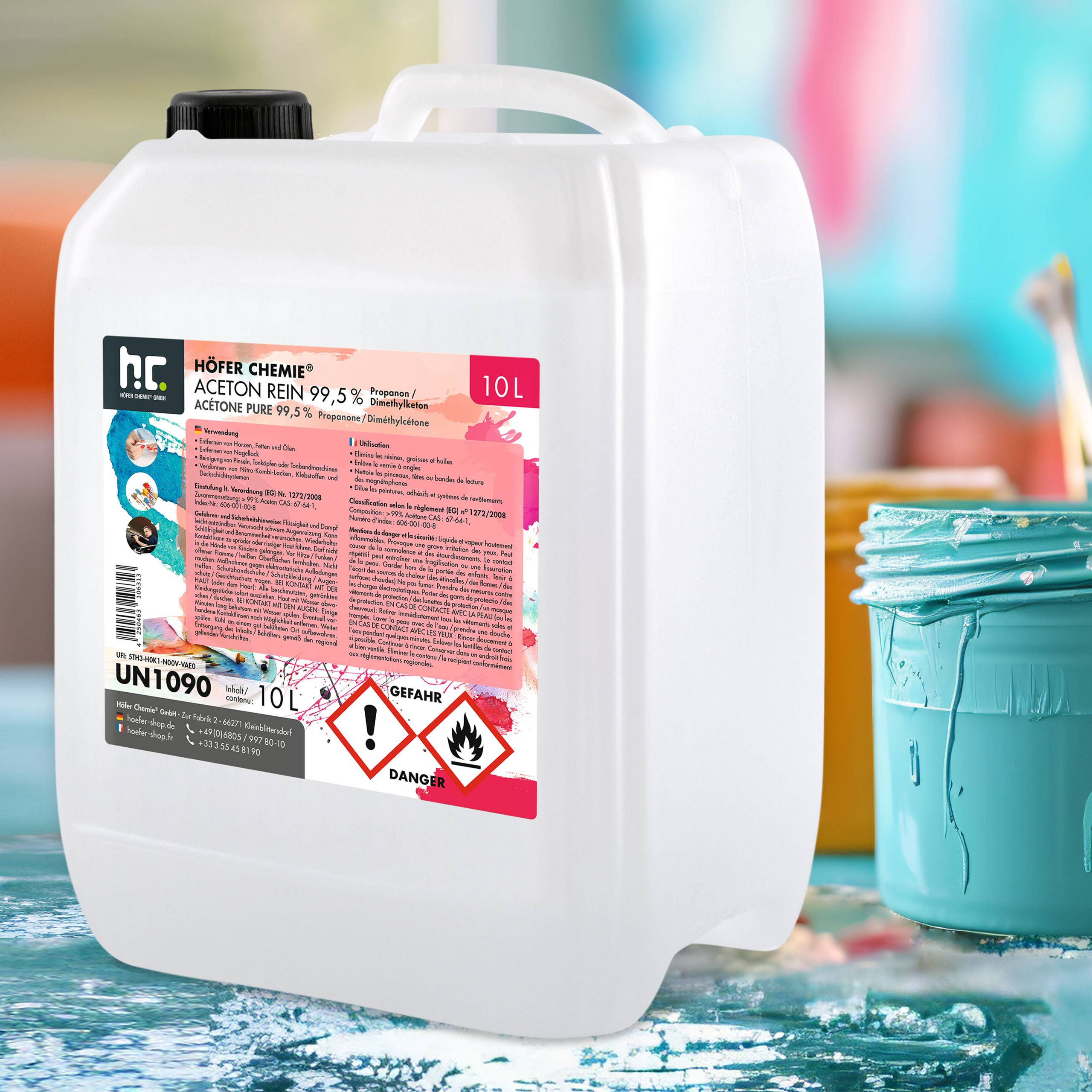 Acétone pur 99,5% Höfer Chemie® en bidon de 10 L x 3 - Image 5