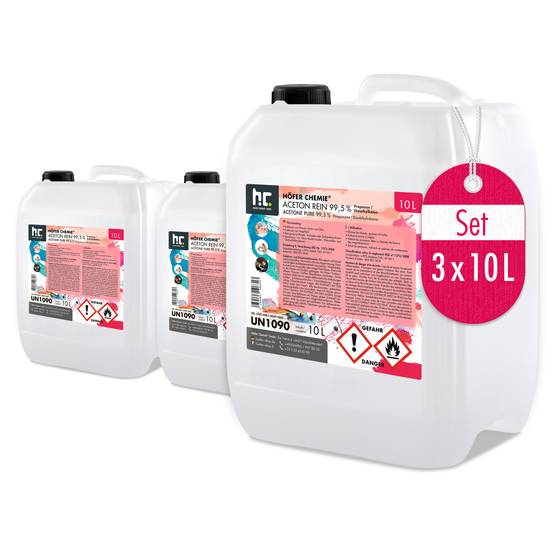 Acétone pur 99,5% Höfer Chemie® en bidon de 10 L x 3 - Image 1