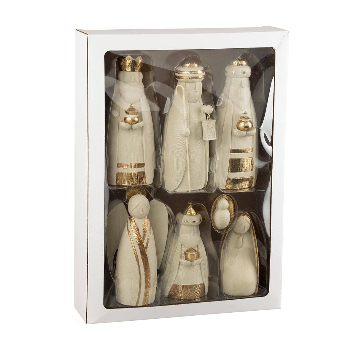Crèche de Noël en Résine "7 Santons" 22cm Or - Image 3