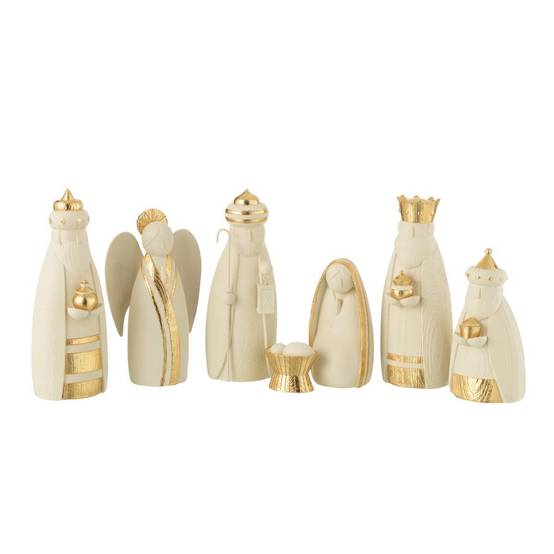 Crèche de Noël en Résine "7 Santons" 22cm Or - Image 1