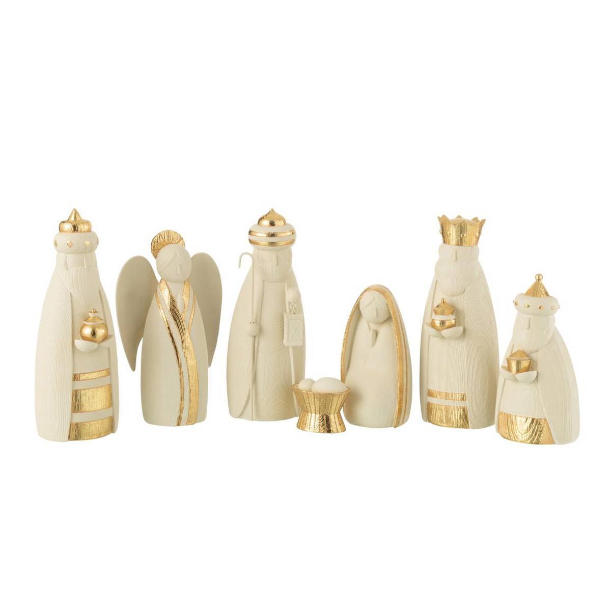 Crèche de Noël en Résine "7 Santons" 22cm Or - Image 1
