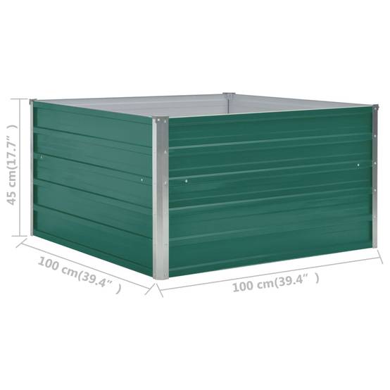 Jardinière 100 x 100 x 45 cm acier galvanisé vert - Image 5