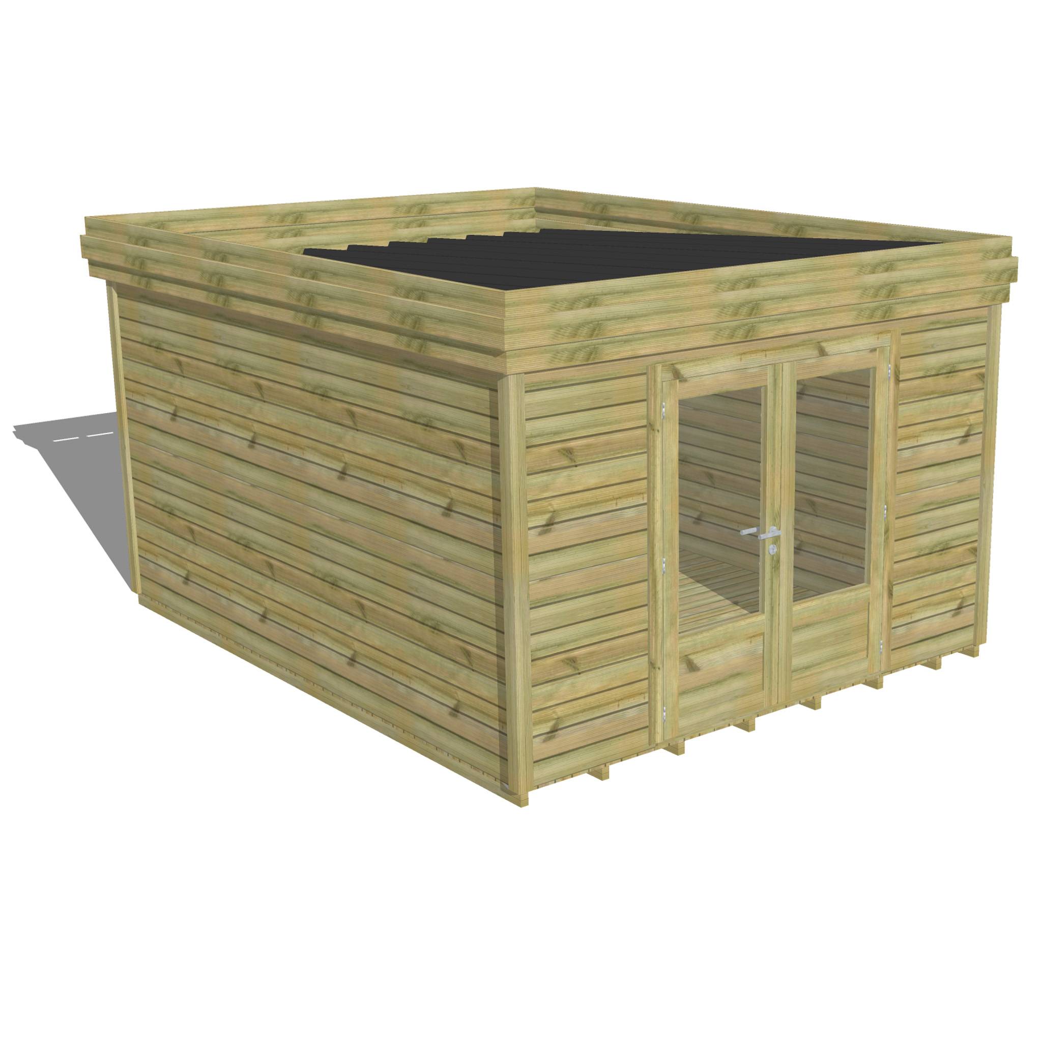 ABRI DE JARDIN bois  autoclave 27mm - 3,44x4,34m / 15m2 - Bac acier - Plancher bois - Image 1