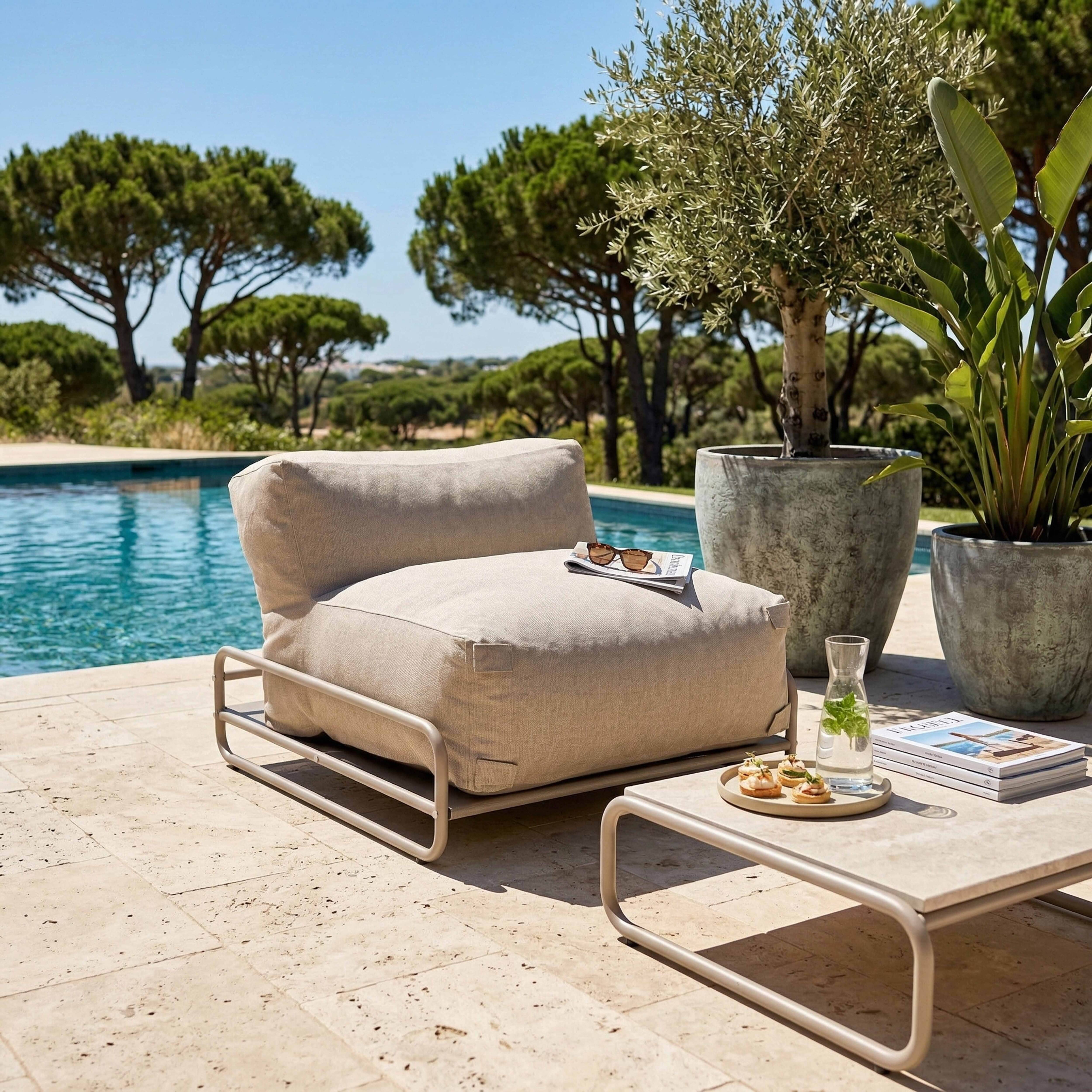 Oviala - Structure pour fauteuil et pouf de salon de jardin modulable beige Mixi - Oviala - Image 4