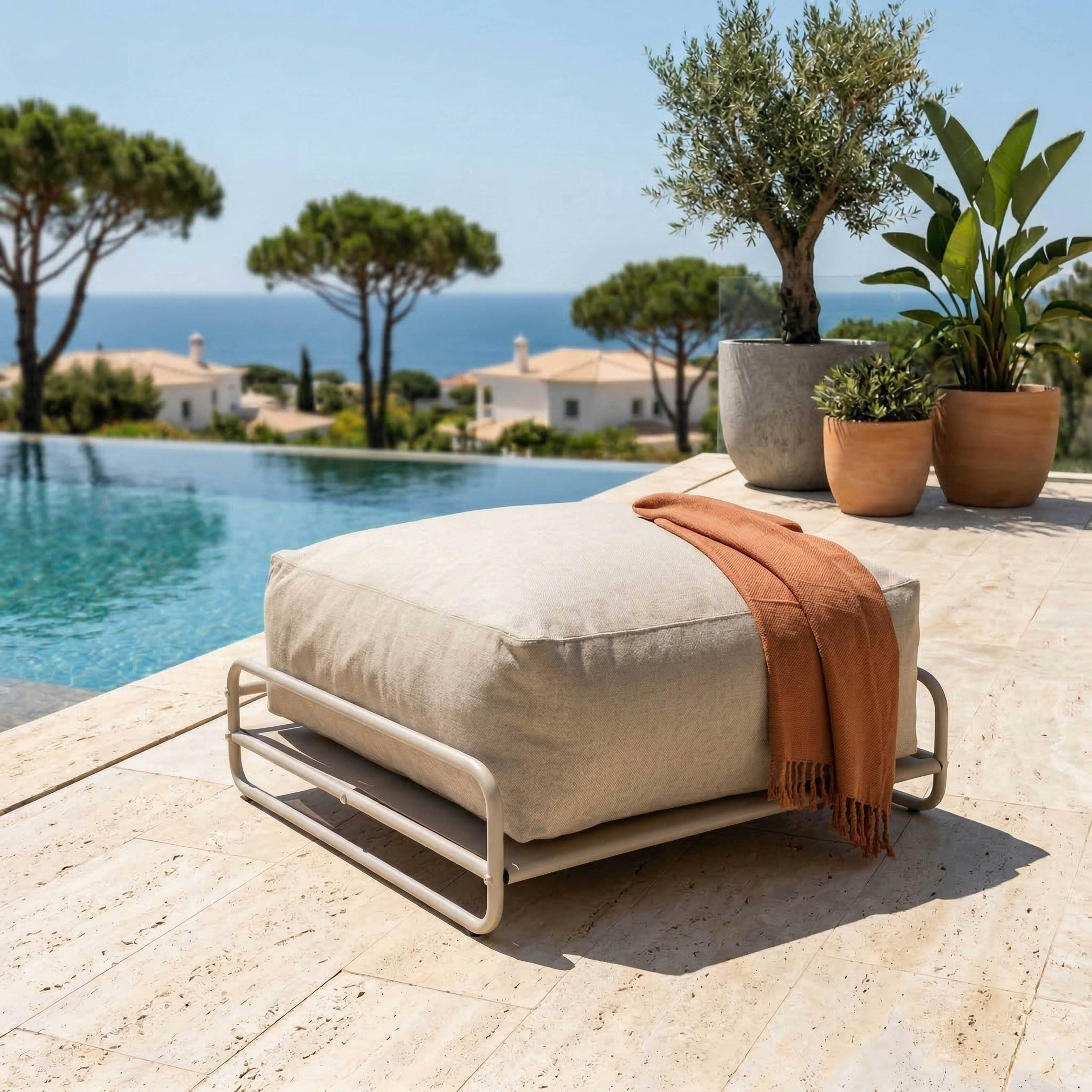 Oviala - Structure pour fauteuil et pouf de salon de jardin modulable beige Mixi - Oviala - Image 5