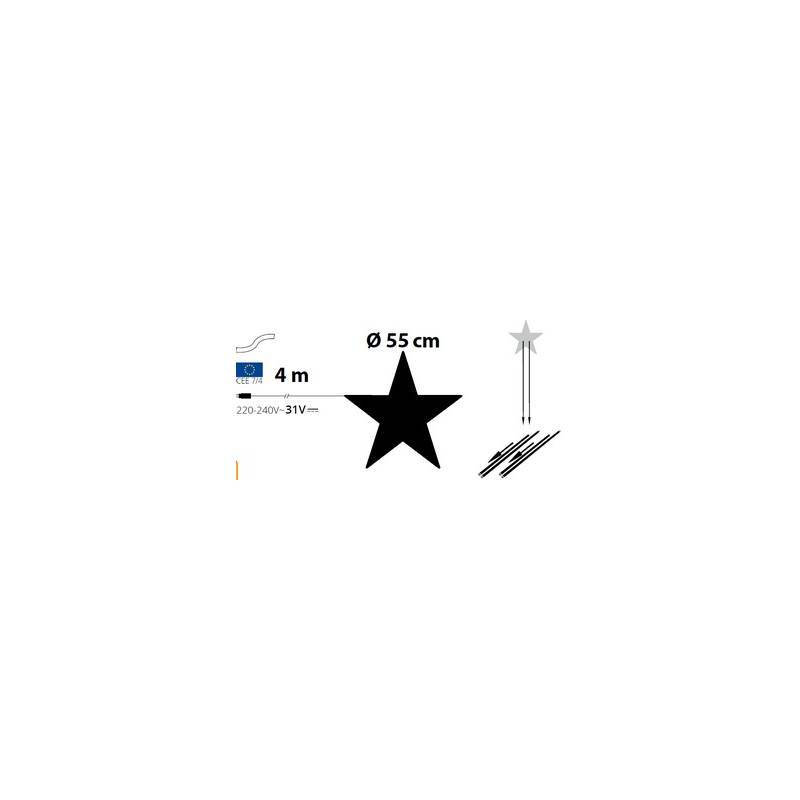 Lotti - Etoile lumineuse à planter à suspendre ou à poser 55CM 120 LED ambré fixe Fil tressé crème 31V Lotti - Image 3