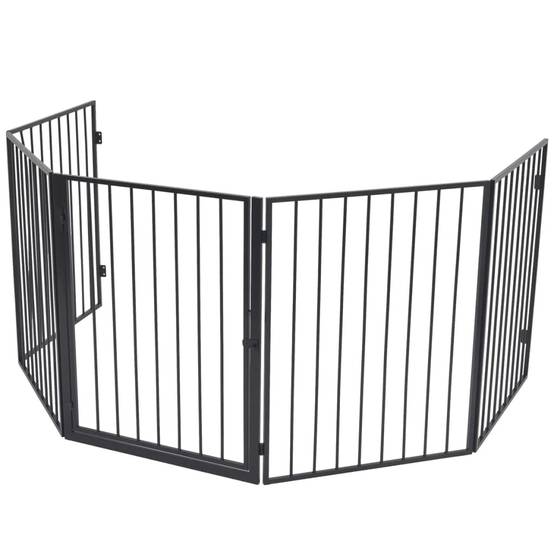Barrière de sécurité cheminée pour animaux Acier robuste avec portillon accès facile 76 cm Noir - ComfortXL Outdoor Living - Image 2