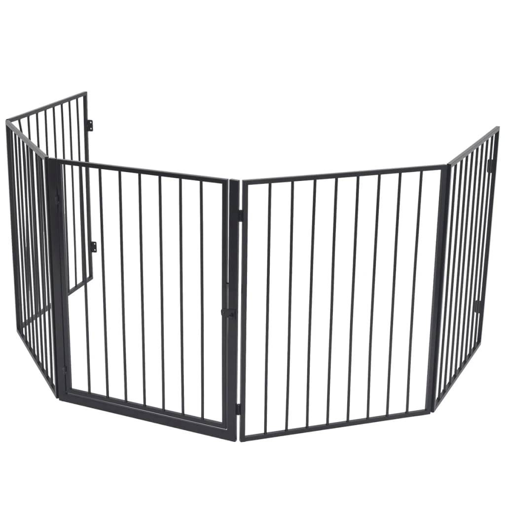 Barrière de sécurité cheminée pour animaux Acier robuste avec portillon accès facile 76 cm Noir - ComfortXL Outdoor Living - Image 2