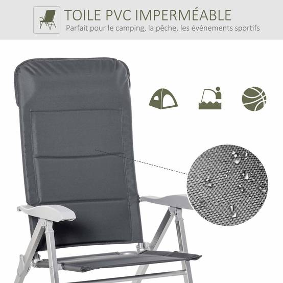 ComfortXL - Chaise de jardin pliante Aluminium terrasse balcon dossier inclinable gris foncé - ComfortXL Outdoor Living - Image 7