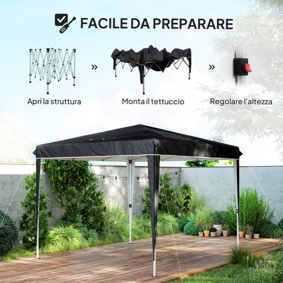 ComfortXL - Tonnelle pliante métal tissu Oxford jardin protection UPF50+ hauteur réglable 3x3m noir - ComfortXL Outdoor Living - Image 6