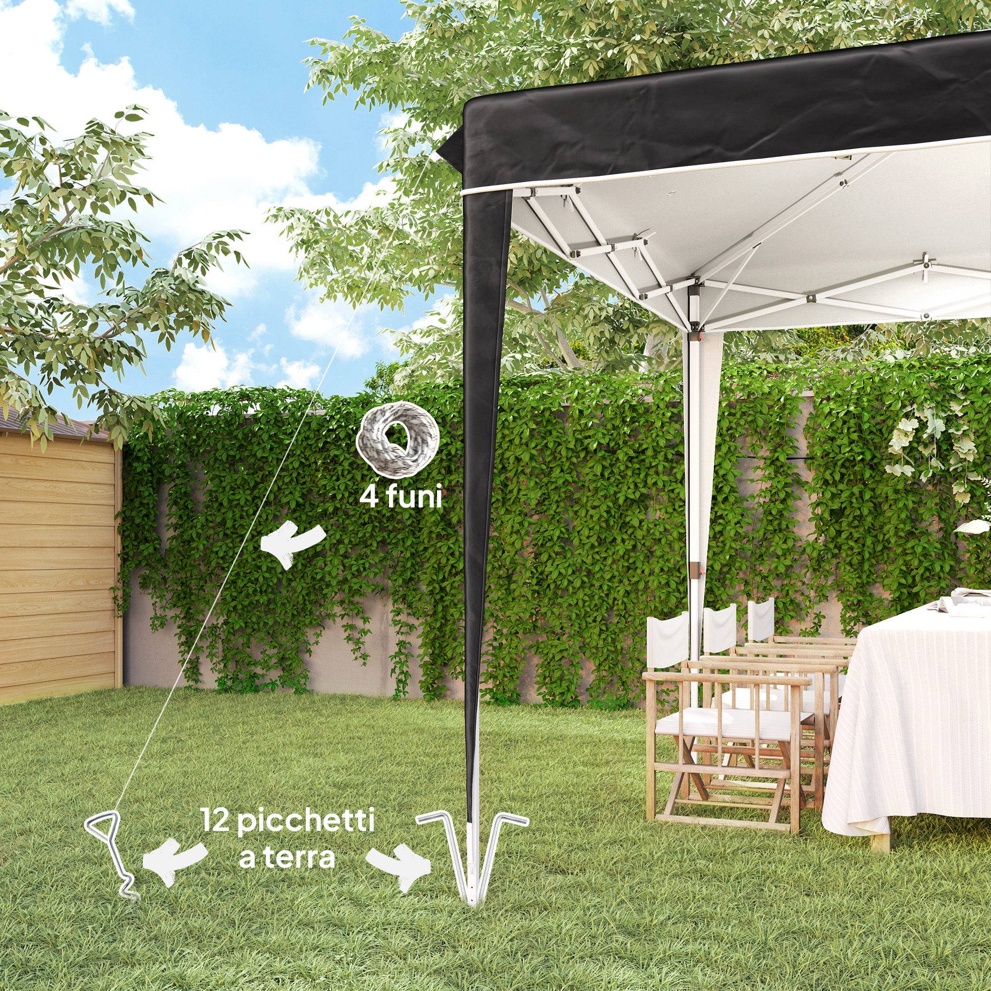 ComfortXL - Tonnelle pliante métal tissu Oxford jardin protection UPF50+ hauteur réglable 3x3m noir - ComfortXL Outdoor Living - Image 10