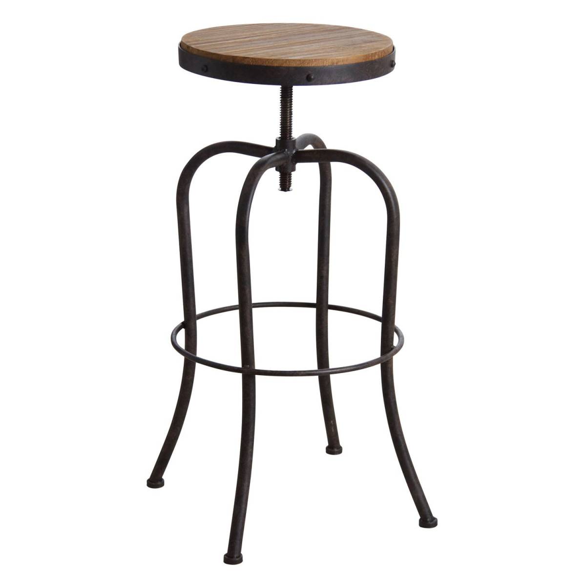 Aubry Gaspard - Tabouret haut pivotant en métal et bois - Image 1