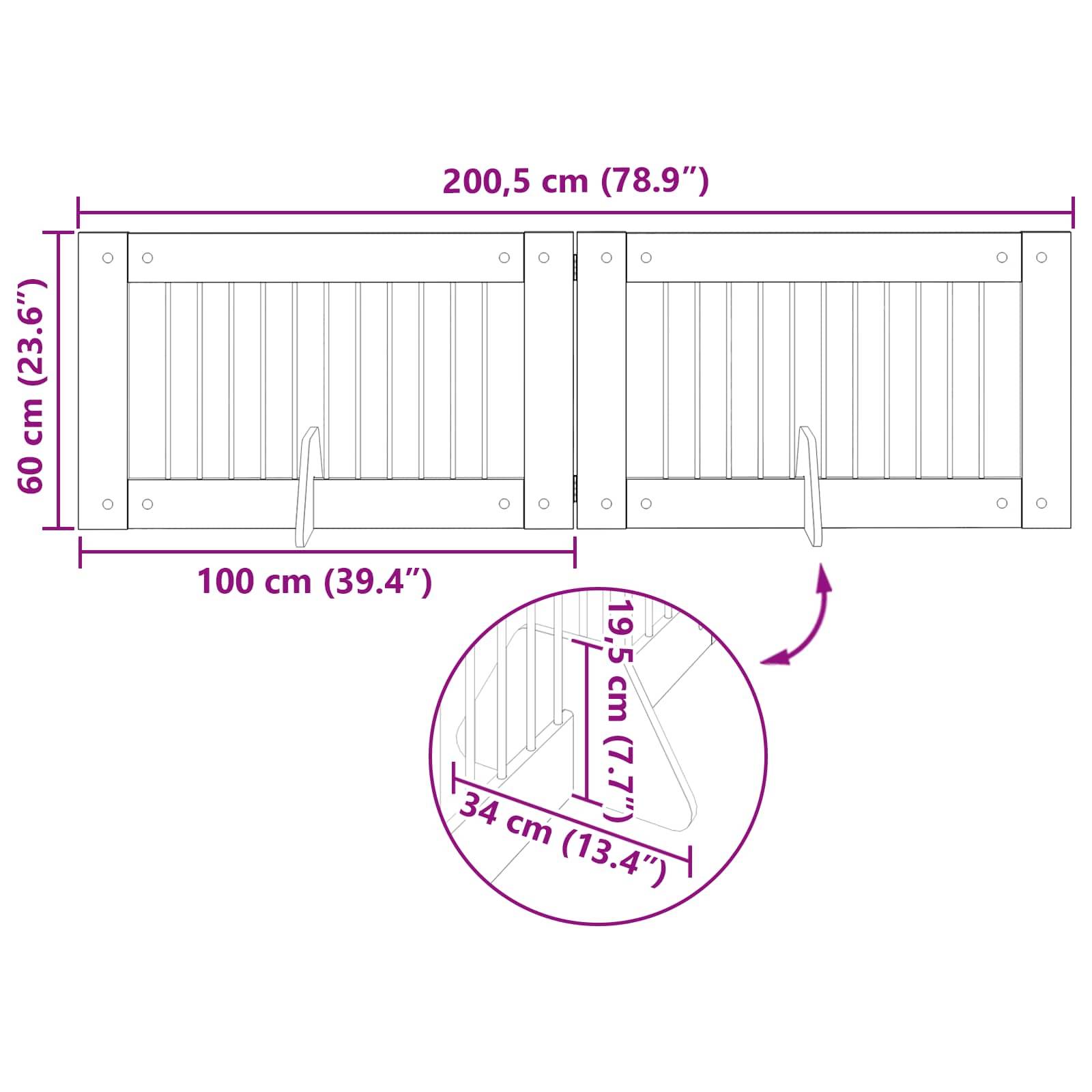 ComfortXL - Barrière de sécurité pour chien bois intérieur pliable 200,5 cm chêne fumé - ComfortXL Outdoor Living - Image 9