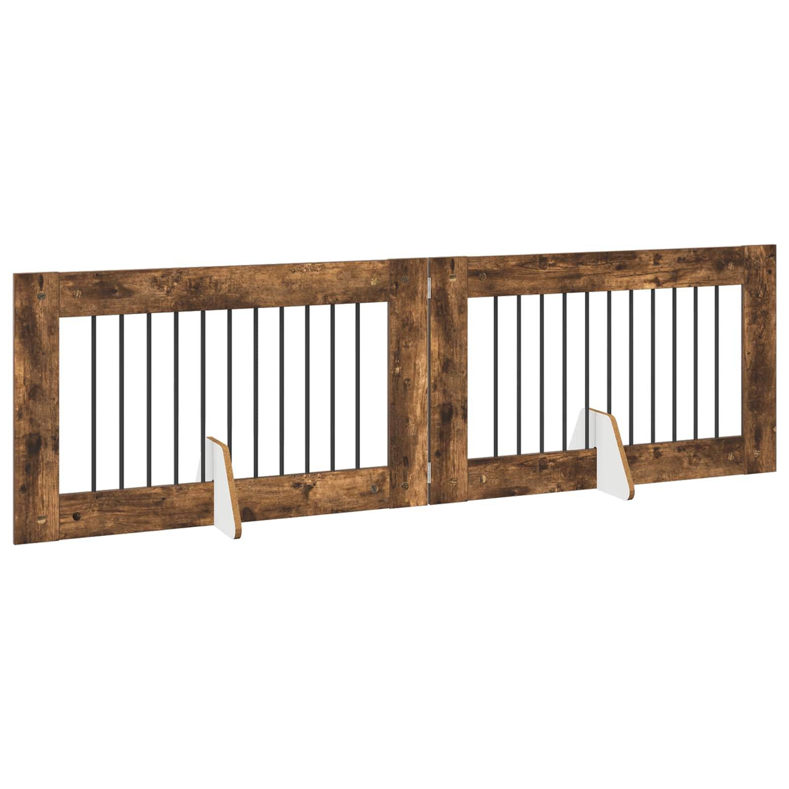ComfortXL - Barrière de sécurité pour chien bois intérieur pliable 200,5 cm chêne fumé - ComfortXL Outdoor Living - Image 3