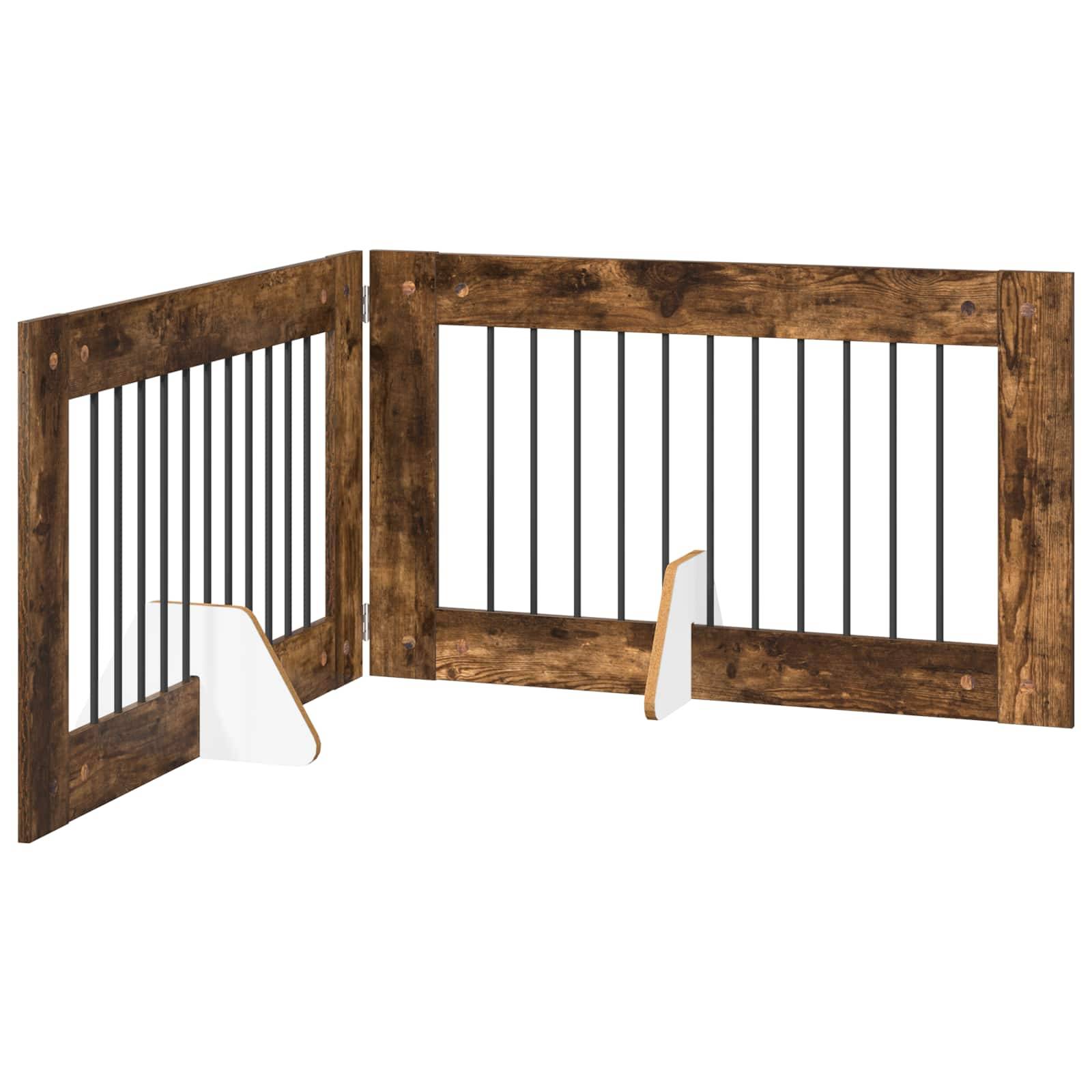 ComfortXL - Barrière de sécurité pour chien bois intérieur pliable 200,5 cm chêne fumé - ComfortXL Outdoor Living - Image 2