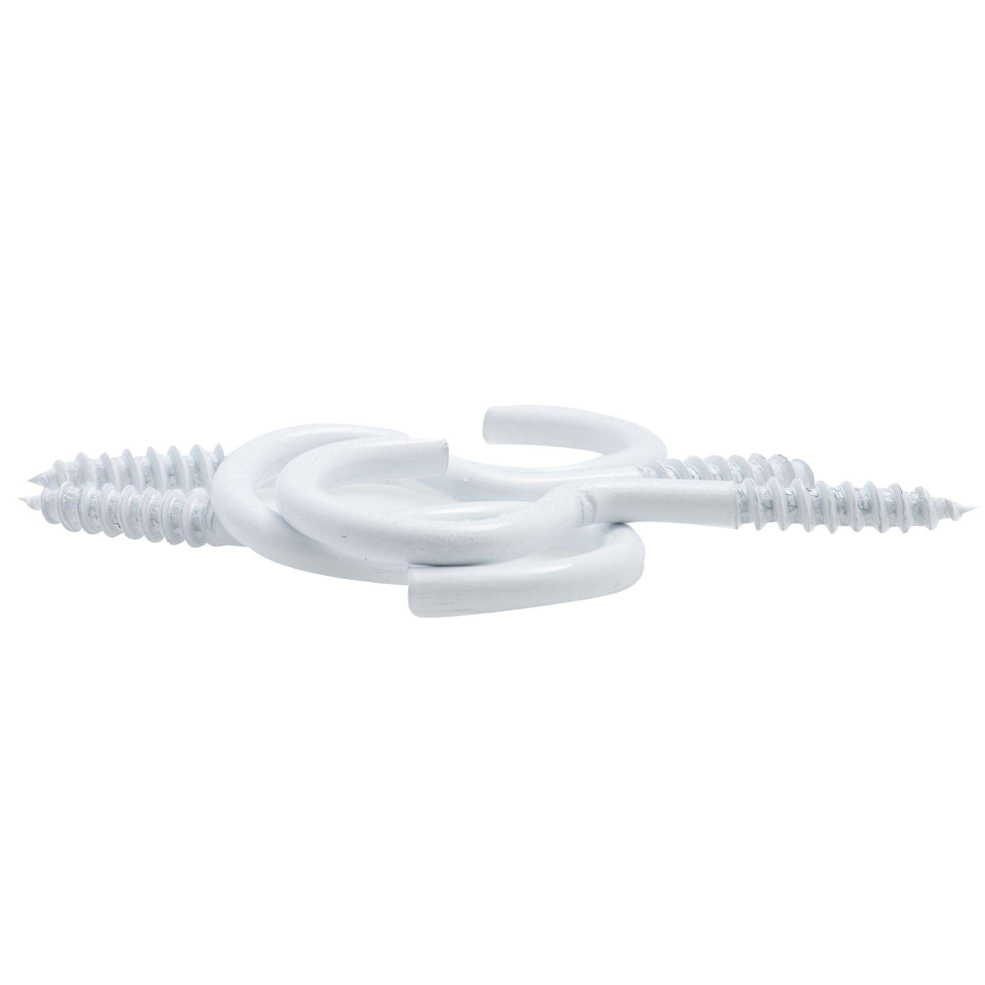 Crochet à visser plastifié blanc filet bois Viswood - 3,5x20mm (lot de 8 crochets) - Image 1