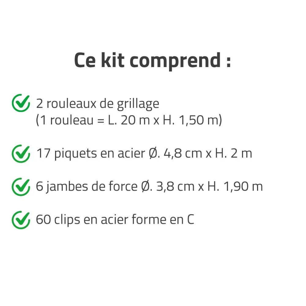 Kit complet 40 m de rouleaux grillage soudé PVC - Maille 100x75mm - Fil 2,1mm - Hauteur 1,50 m - Image 10
