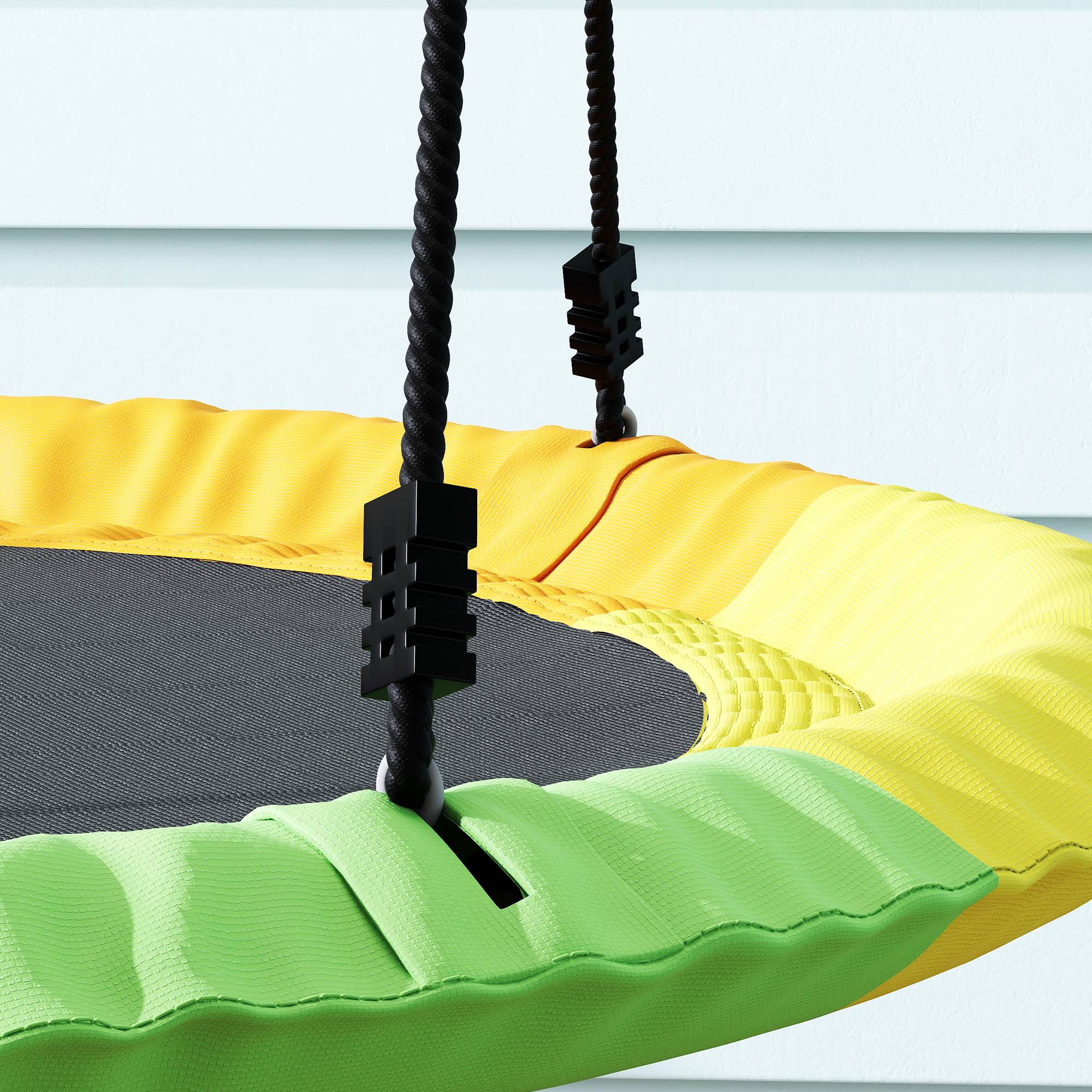 Balançoire nid enfant Ø120 cm, hauteur ajustable, balançoire ronde pour arbre, charge max 300 kg, multicolore, robuste pour plusieurs petits - Image 9