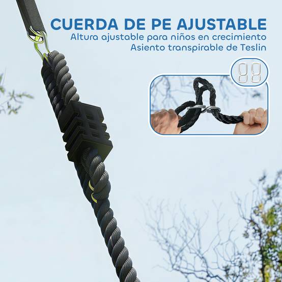 Balançoire nid enfant Ø120 cm, hauteur ajustable, balançoire ronde pour arbre, charge max 300 kg, multicolore, robuste pour plusieurs petits - Image 6