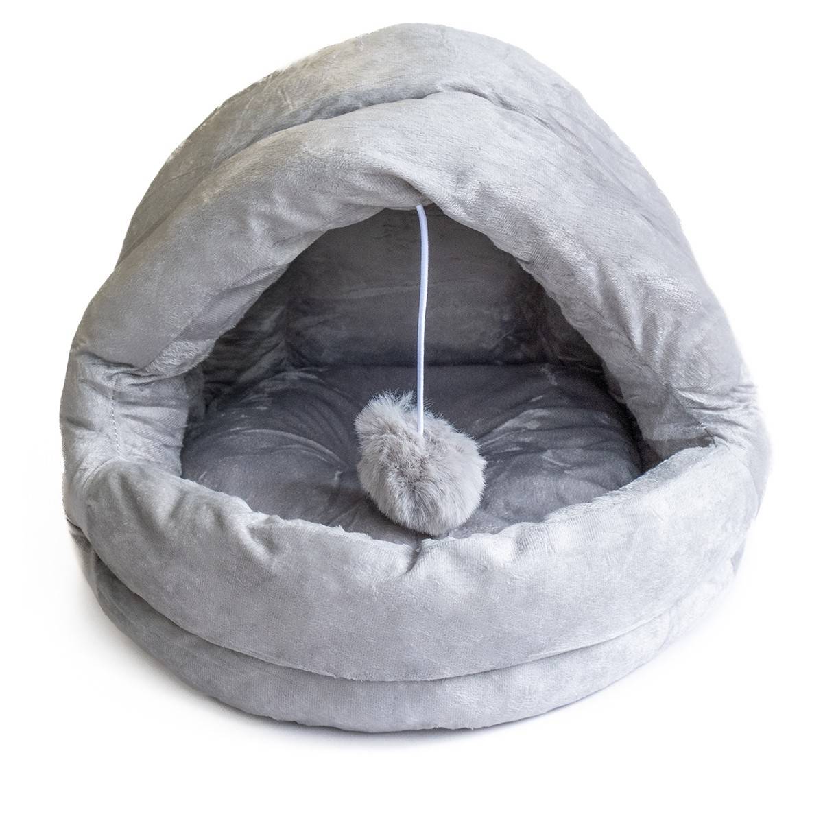 Panier pour chat avec Coussin Lavable Niche avec balle Grotte Cabane Rembourrée Douillet KZ GARDEN - Image 1