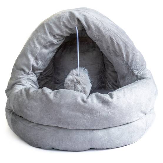 Panier pour chat avec Coussin Lavable Niche avec balle Grotte Cabane Rembourrée Douillet KZ GARDEN - Image 2