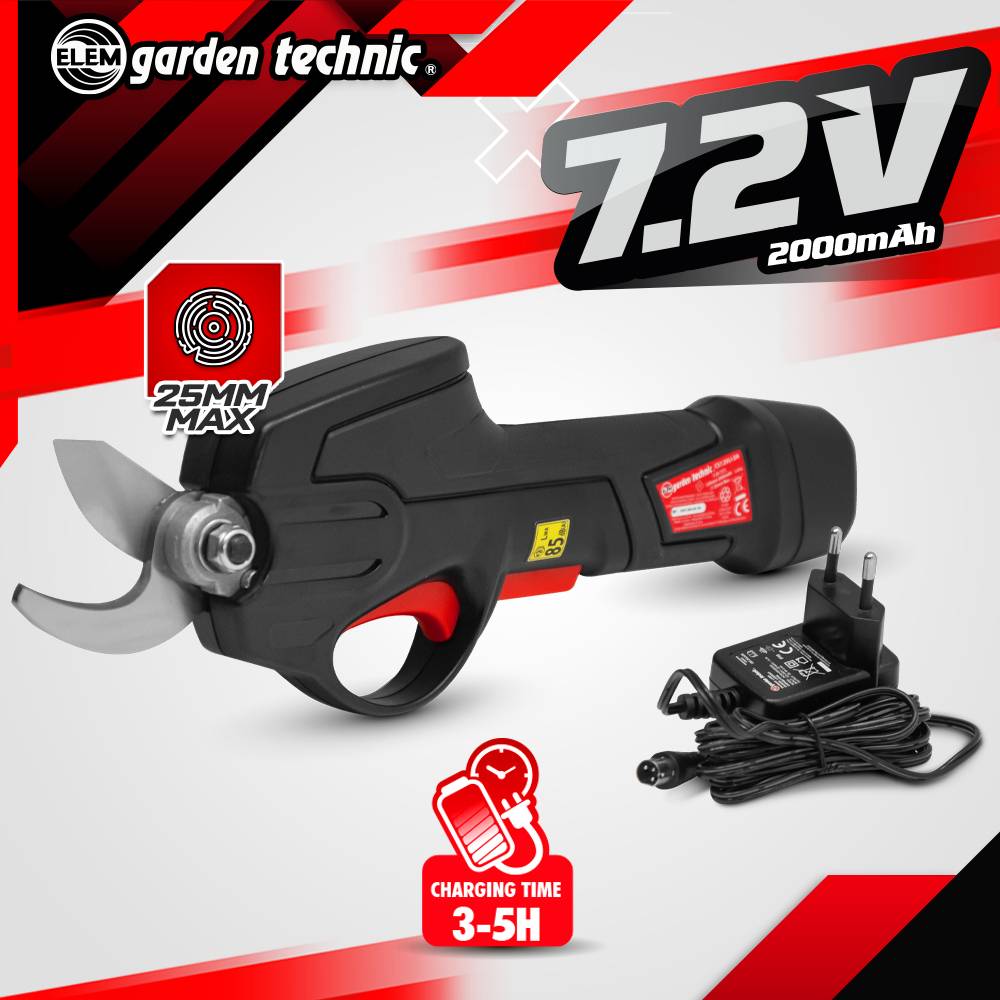Elem Garden Technic - Sécateur rechargeable 7.2V lithium livré avec batterie intégrée et chargeur - Elem Garden - Image 2