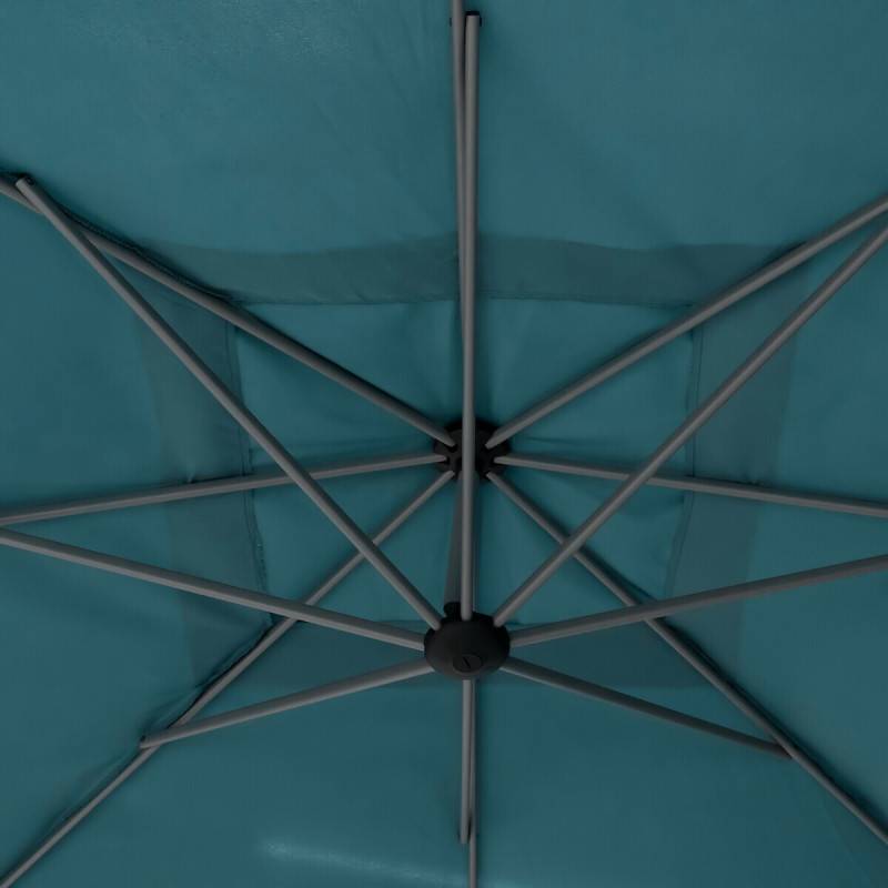 Hesperide - Parasol déporté carré "Manoa" bleu canard D2,5x2,5m en acier Hespéride - Image 5