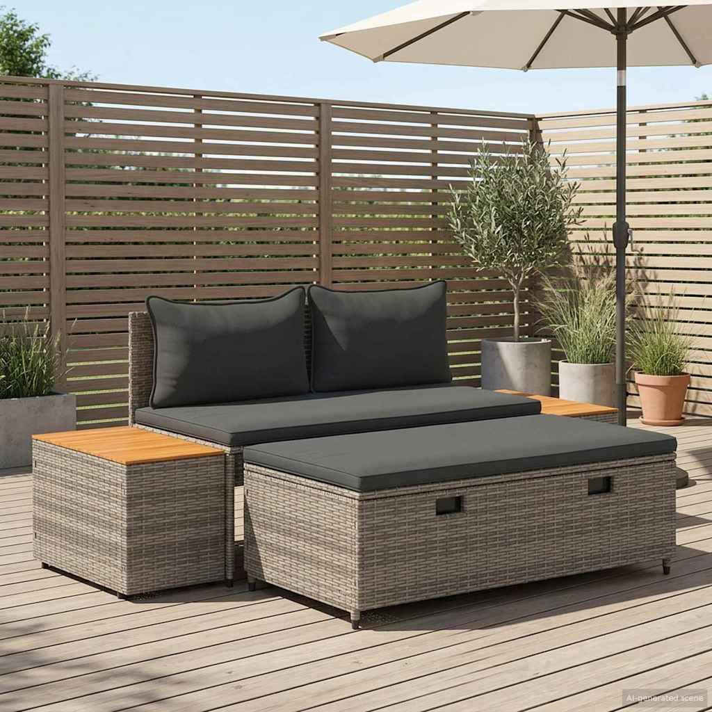 Ensemble de canapés de jardin résine tressée et acier gris 110 x 57 x 73 cm - PANGIVO - Image 3