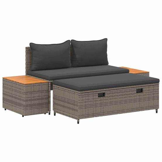 Ensemble de canapés de jardin résine tressée et acier gris 110 x 57 x 73 cm - PANGIVO - Image 2